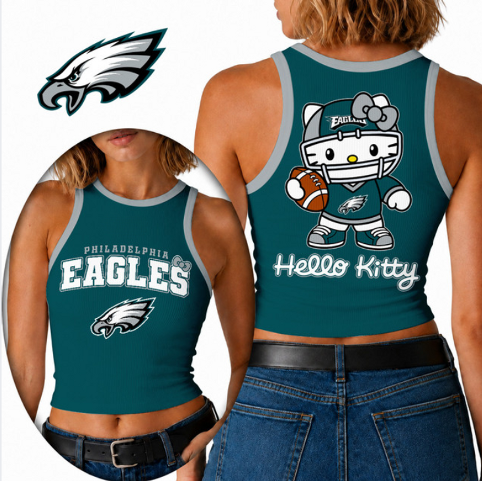 Philadelphia Football Kitty 3D Crop Tank Top