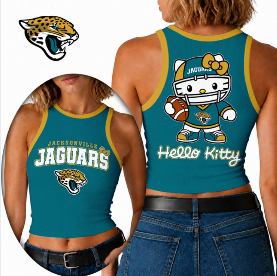 Jacksonville Football Kitty 3D Crop Tank Top