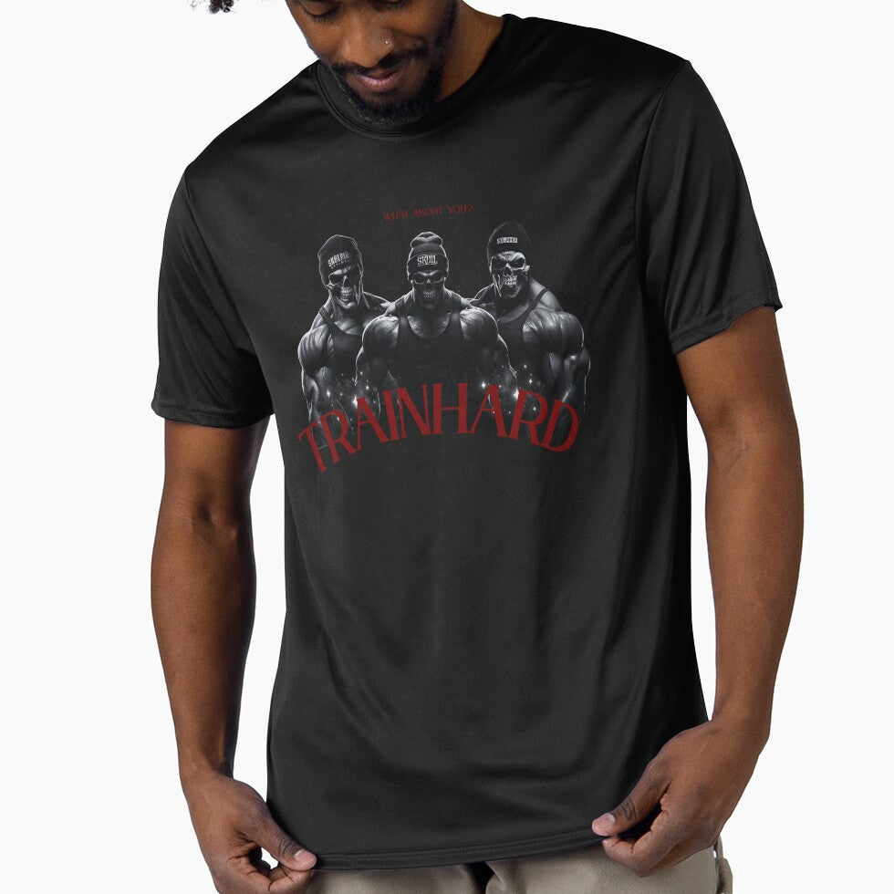 TrainHard Co. – Skullman Trio Bodybuilder Gym Art by TrainHardCo