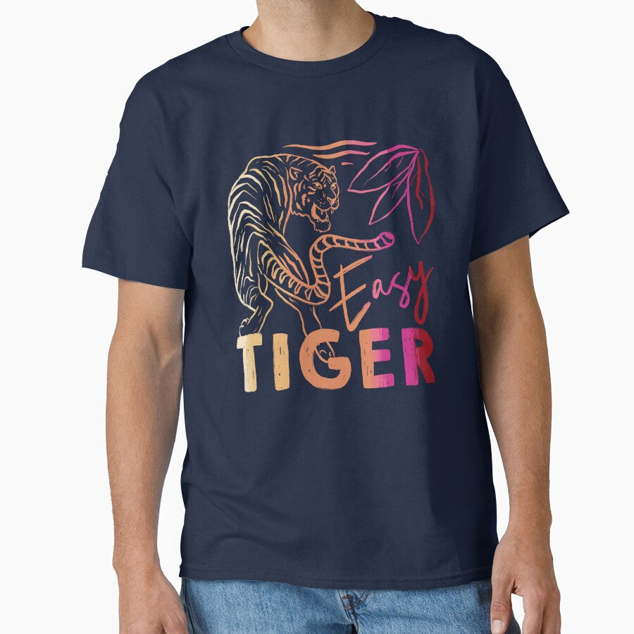easy tiger sunset shirt pink summer graphic vintage by art-injoy