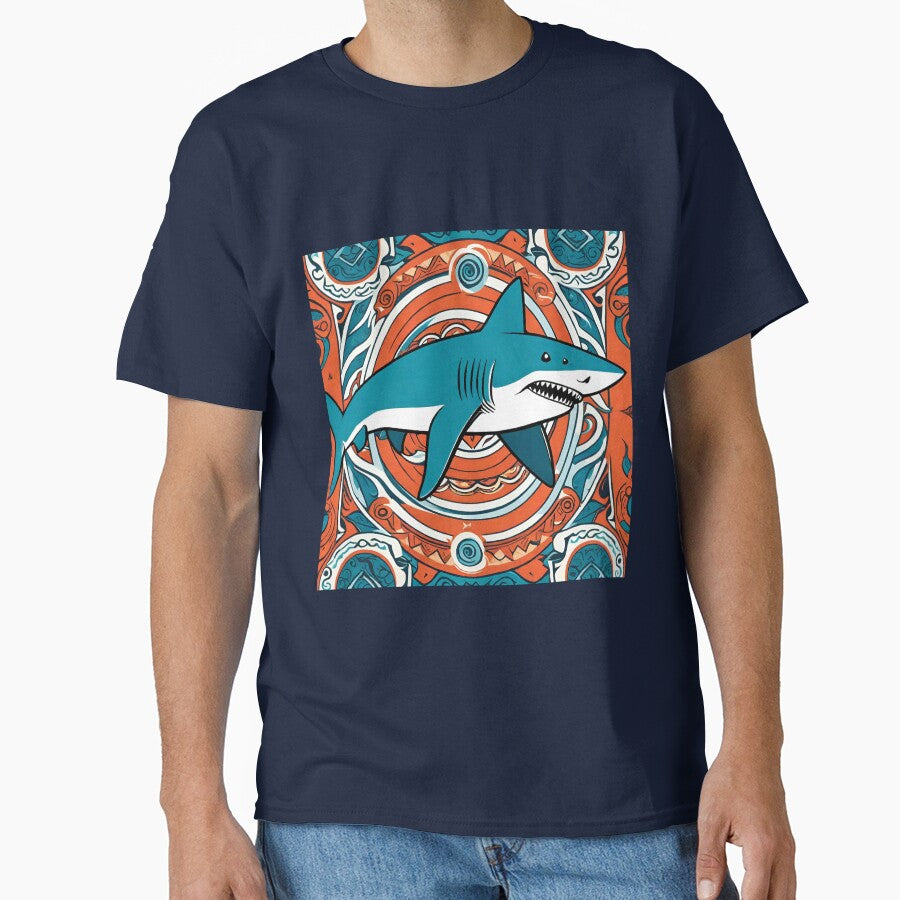 Tribal Shark Design with Ocean Motifs by TrendyGalaxy