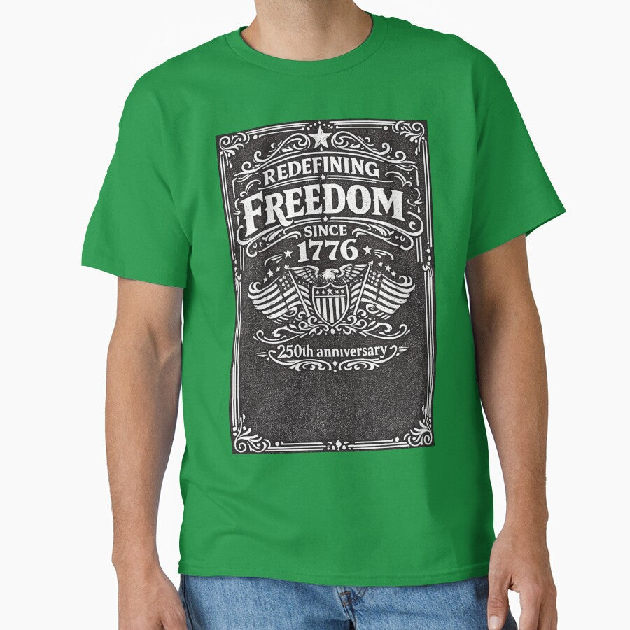 Whiskey label styled design - Redefining Freedom Since 1776,USA 250th Anniversary Patriotic Vintage American by digitalbitcraft