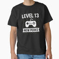 Level 13 New Perks 13th Birthday Gamer T-Shirt (Unisex) by POD DYNASTY | Original Print On Demand T-Shirt Graphics