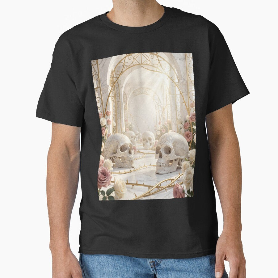 Ethereal Marble Skulls & Golden Roses - Light Academia Luxury Art by VibeByJossef