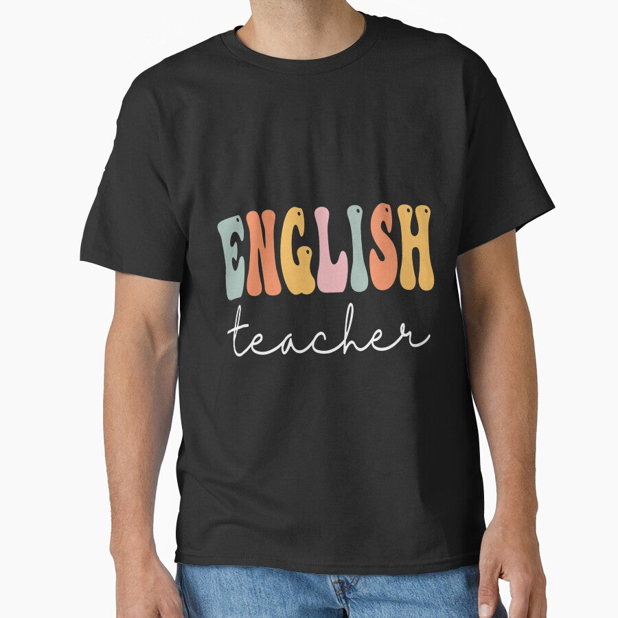 English Teacher Retro Groovy Women Happy First Day Of School by troubledcommand