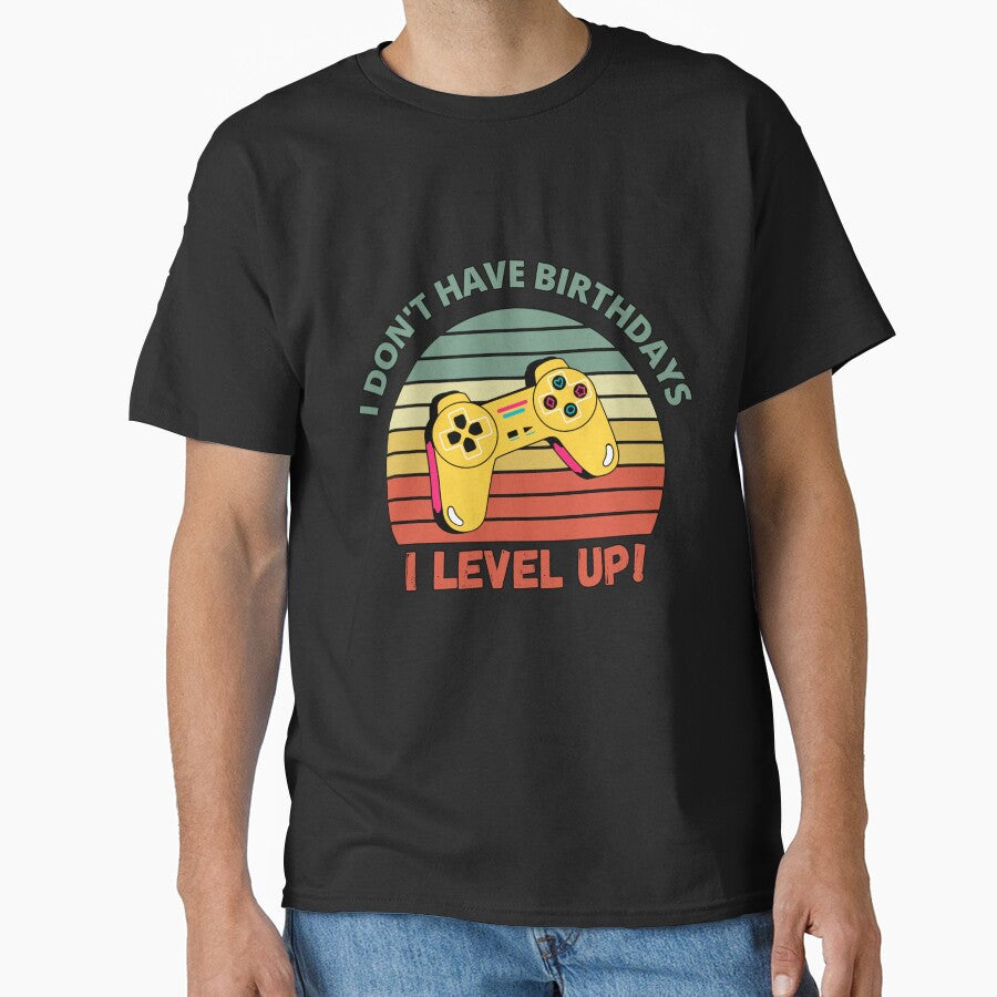 I don't have birthdays. I level up!  Yellow Controller Retro Sunset Design by Meek-Anime