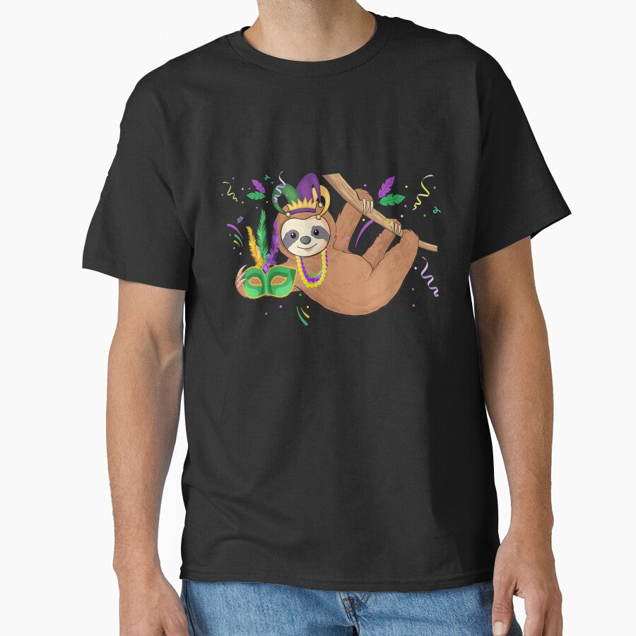 Cute Lazy Sloth Cute Funny Mardi Gras Carnival by gwendasnead