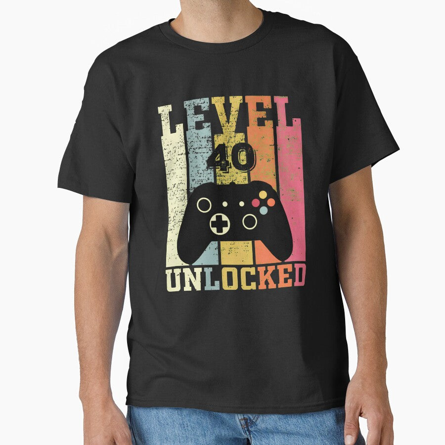 Level 40 Unlocked Vintage Retro Gamer Birthday by OlyvieArt