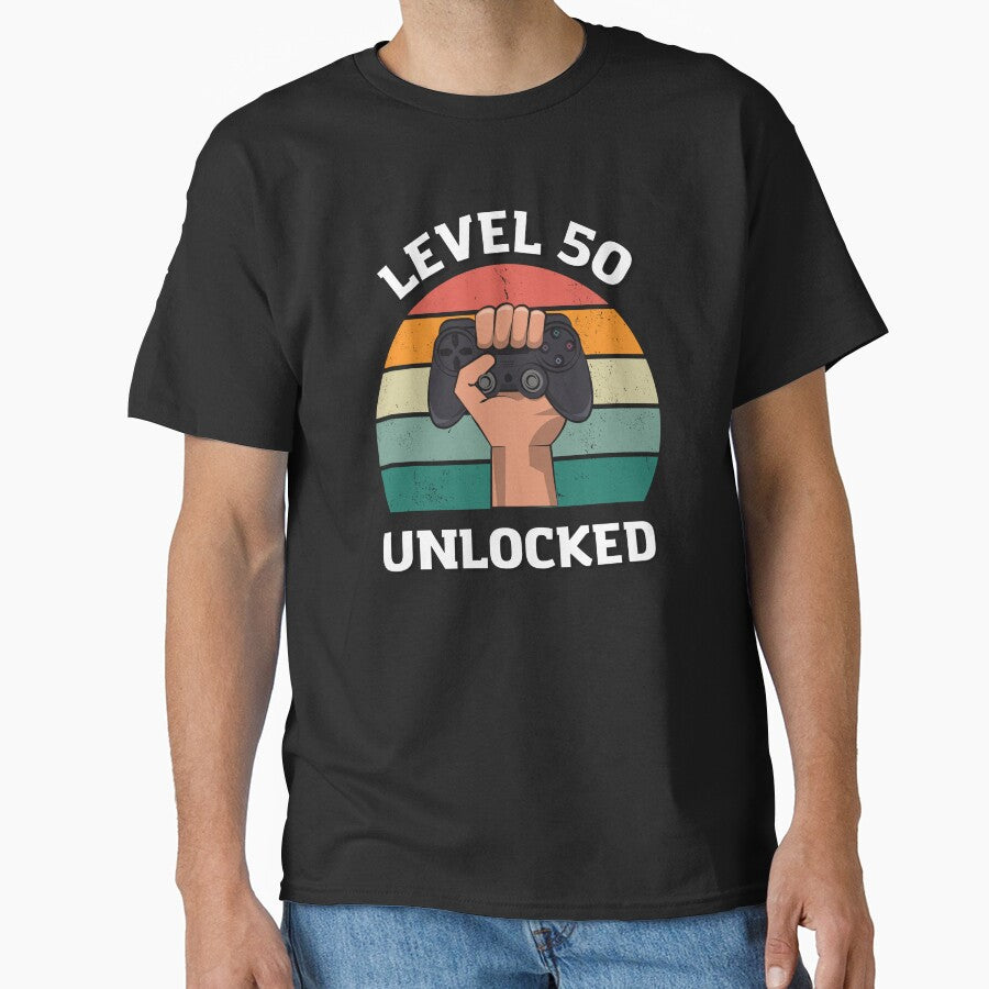 Birthday gift t-shirt for an 50-year-old, Gamer, Level 50 Unlocked by SooNS-Studio