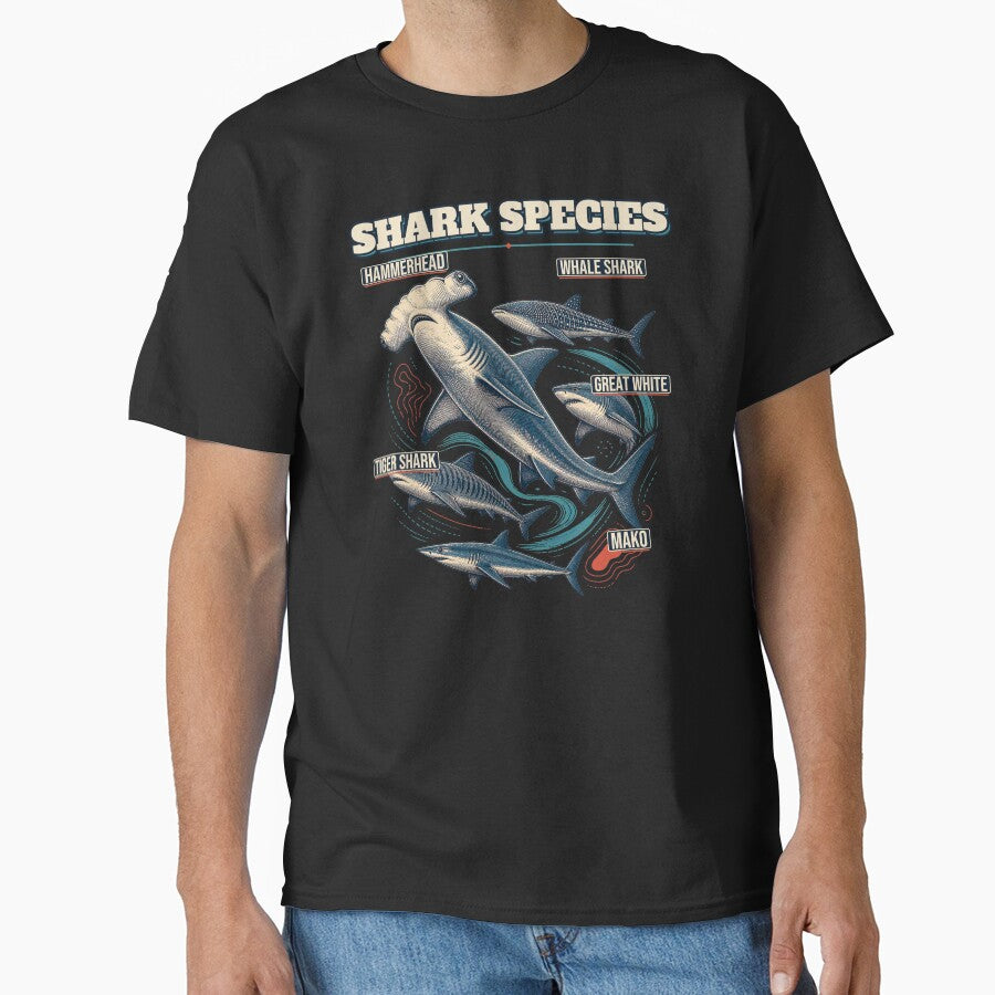 Shark Species Shirt Vintage Marine Biology Study by Freshloop Studio | Whimsical Vintage Art