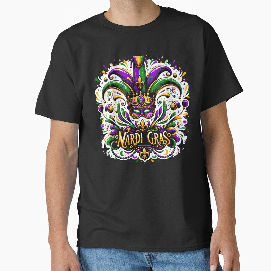 Elegant Mardi Gras Fleur-de-Lis Festive Tee by MAPDDesigns