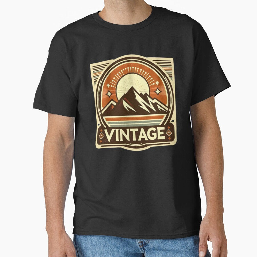 Vintage Mountain Emblem with Sunset by Dogandesighn