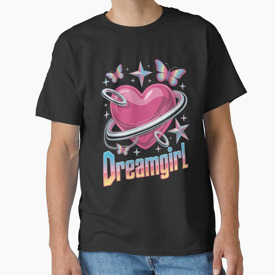 Dreamgirl Pink Heart Planet Butterfly Retro Valentine's Day by DarylWelsh2024