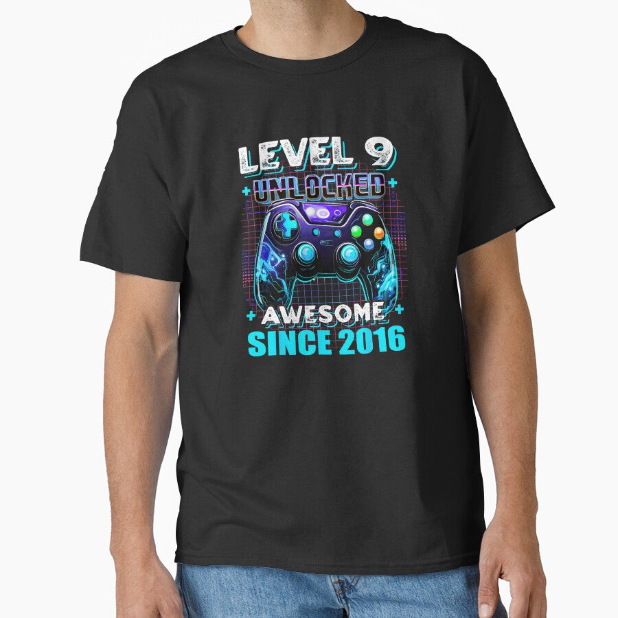 Level 9 Unlocked Awesome Since 2016 Gaming Birthday by FGTV2021