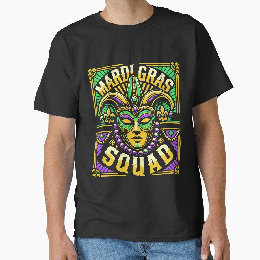 Mardi Gras Squad Mask Beads Celebration by LuminOrb