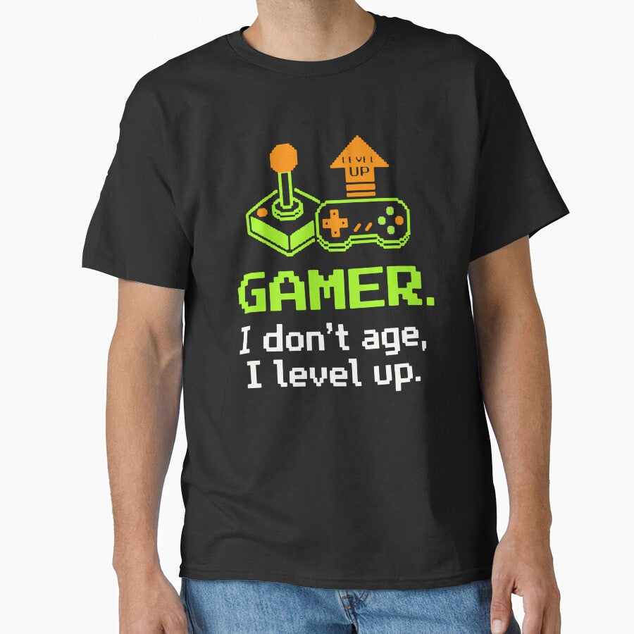 Gamer I Don't Age I Level Up - Funny Retro Video Game Birthday Art by AdyKurniawan
