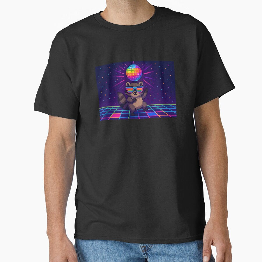 Pixel Disco Raccoon with Sunglasses by SassyArtistry