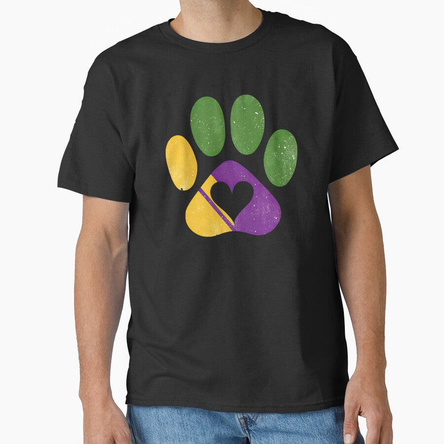 Mardi Paws: Carnival Colors Paw Print Tee by MAPDDesigns