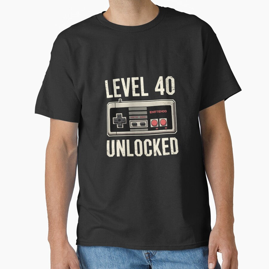 Level 40 Unlocked Video Gamer 40th Birthday Gift by MinaReinger