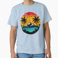 Tropical Sunset Mountains and Palm Trees Scene by ArtfulWeave