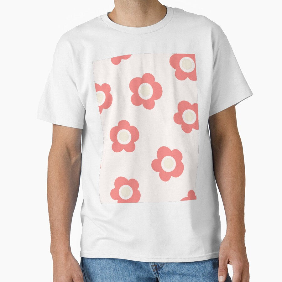 Doodled Pink Daisies With Abstract Shapes by patternsbyposh