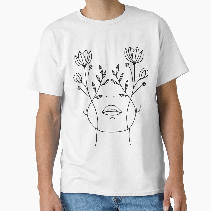 Flower Face Woman by minimallineart