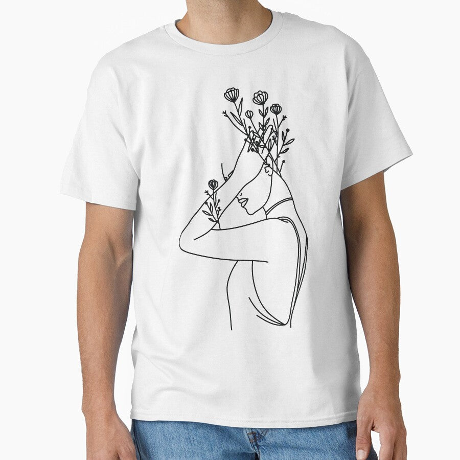 Woman Flower Hair by minimallineart