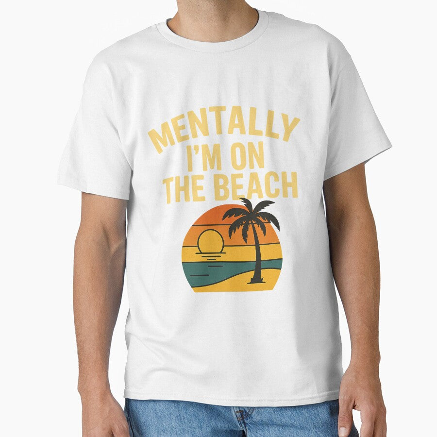 Mentally I'm On The Beach – Funny Retro Vacation Aesthetic by Duckish Store