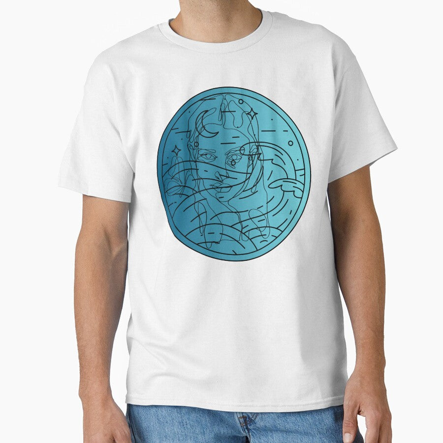 Oceanic Reverie – Minimalist One Line Art Portrait by Kanniax