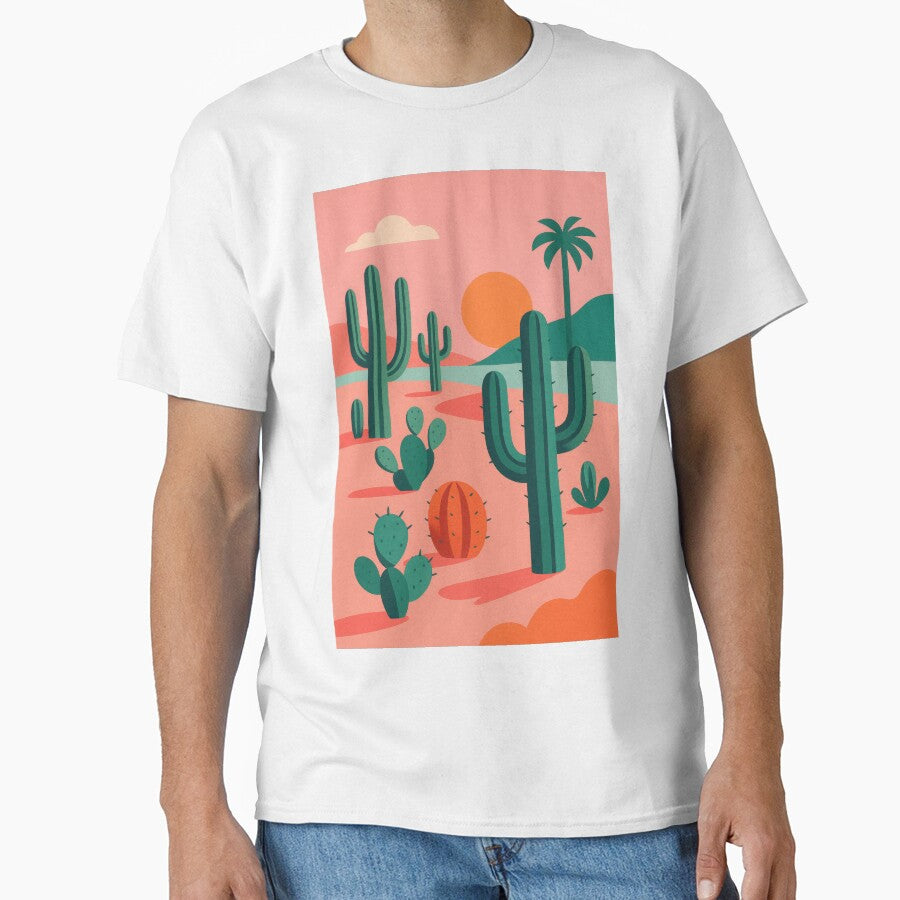 Stylized Cacti – Sunset over the Pink Desert by Pink & California