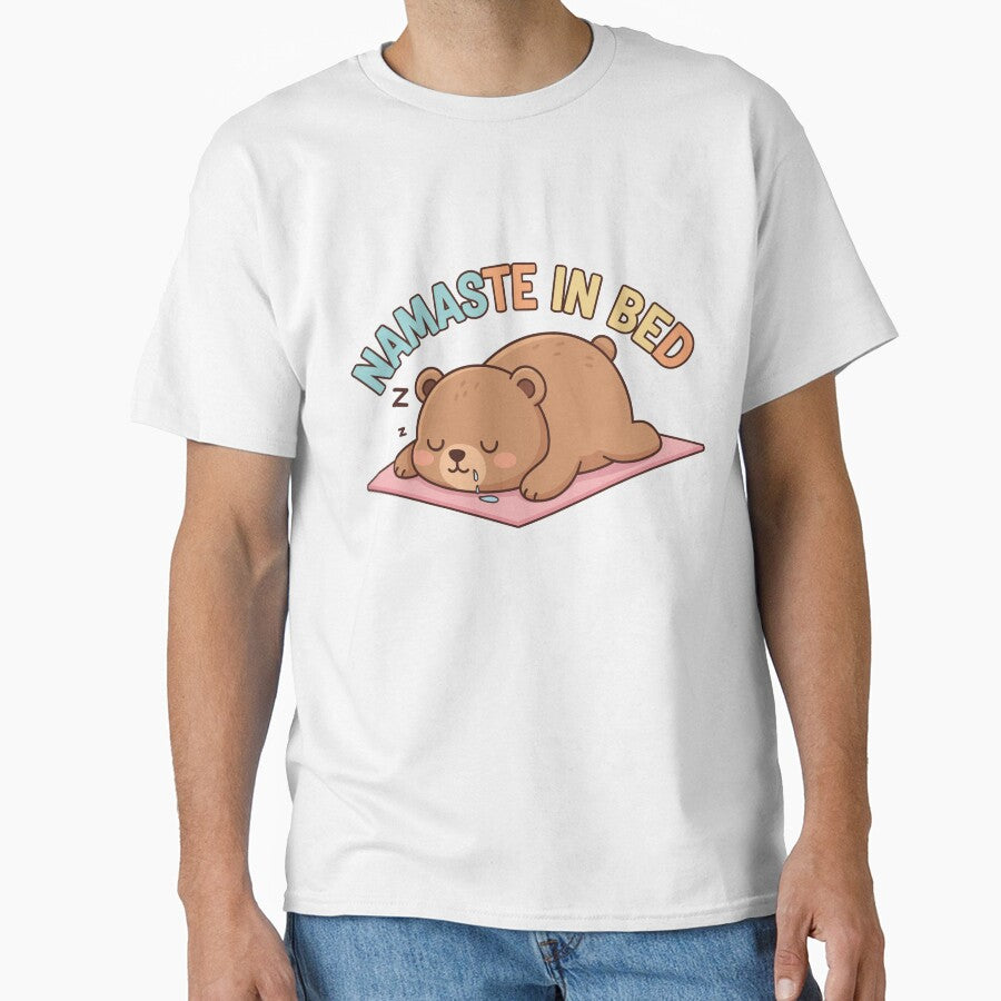 "Namaste In Bed" Funny Lazy Bear Graphic - Yoga Pun Art - Cute Nap Time Humor by BestChoiceService