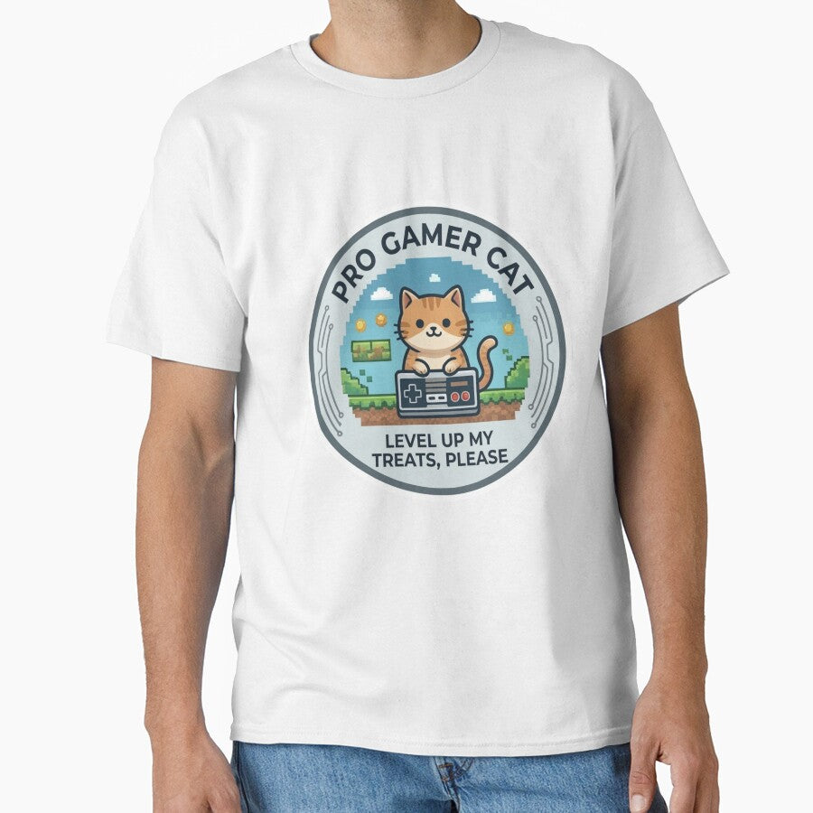 Funny Gamer Cat Gift Pro Gamer Cat Level Up My Treats  Please Cat Lover Gaming Shirt Gamer Gift by Dev Mode