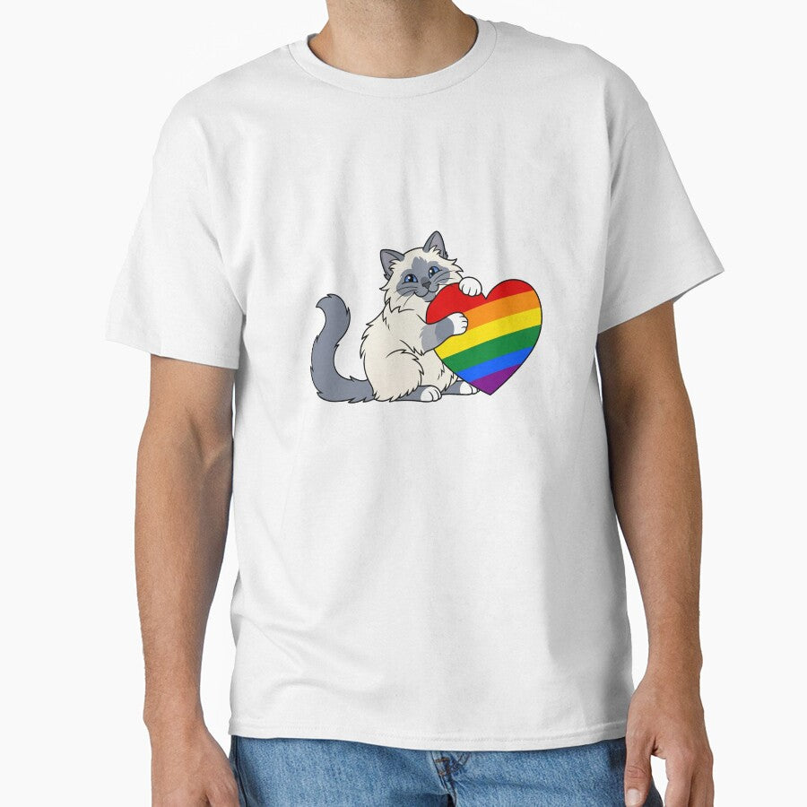 Love is Love Rainbow Heart Pride Cat by Snowy Studio Designs
