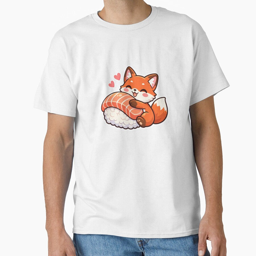 Cute Fox Sushi - Kawaii Red Fox Hugging Nigiri Sticker by AuraArtistica