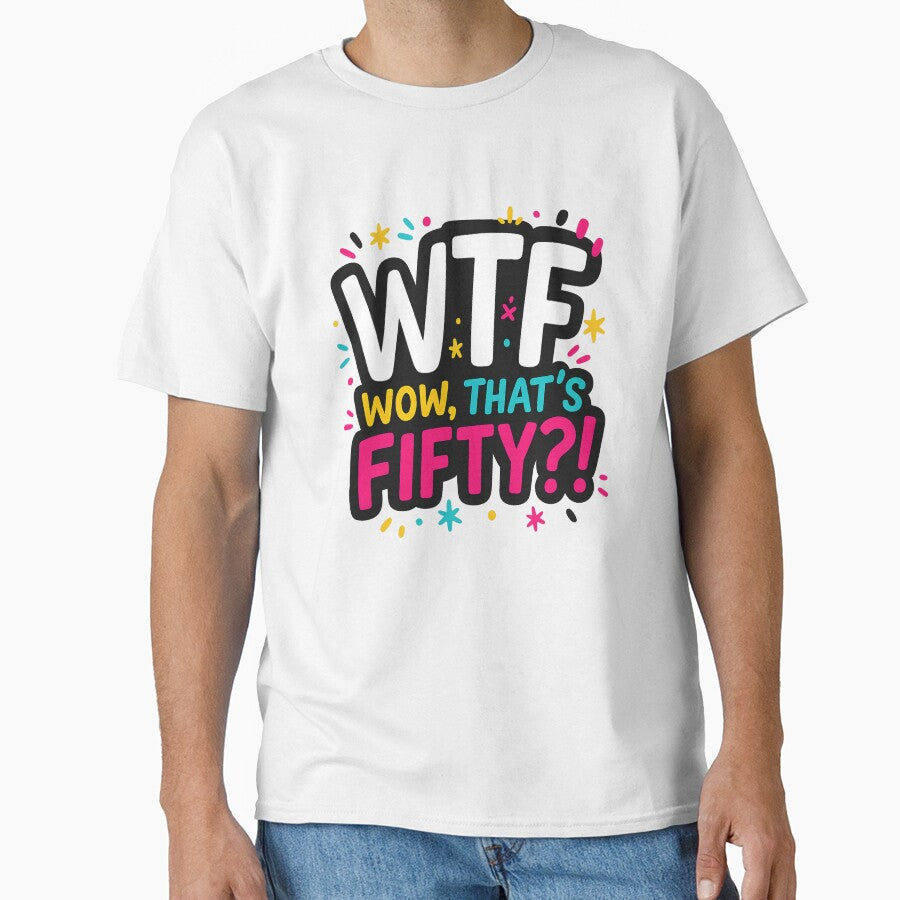 WTF – Wow, That’s Fifty?! | Neon Celebration 50th Birthday Design by pantapita