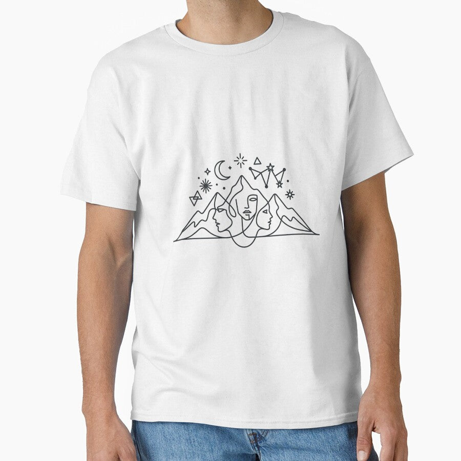 Minimalist Mountain Soul – One Line Art Faces & Peaks Boho Design by Wear Sculpt