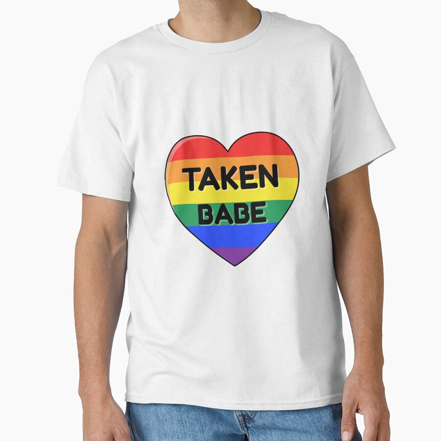 Rainbow Pride Heart Sticker – Taken Babe LGBT Love Design, Cute Gay Gift Graphic by wackyartwork