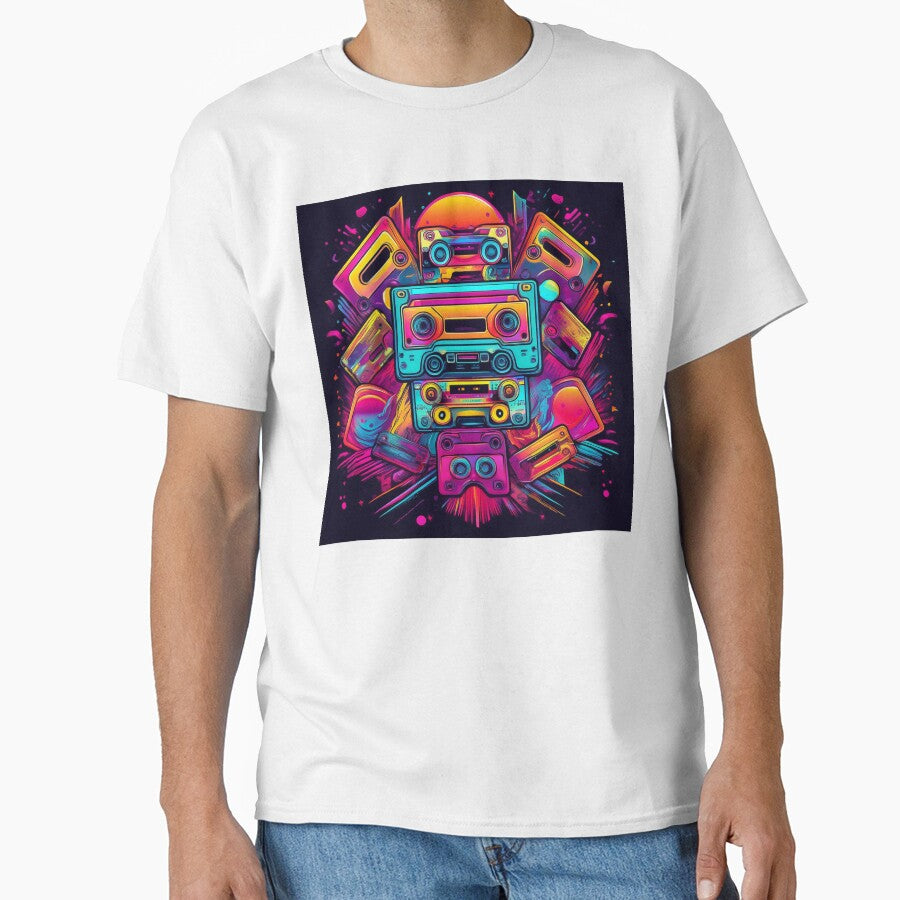 Retro Neon Cassette Tape Explosion by RaiyaTees