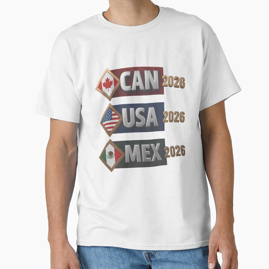 CAN USA MEx 2026 Flags, Canada USA Mexico Soccer Tournament by johnfitz-tee