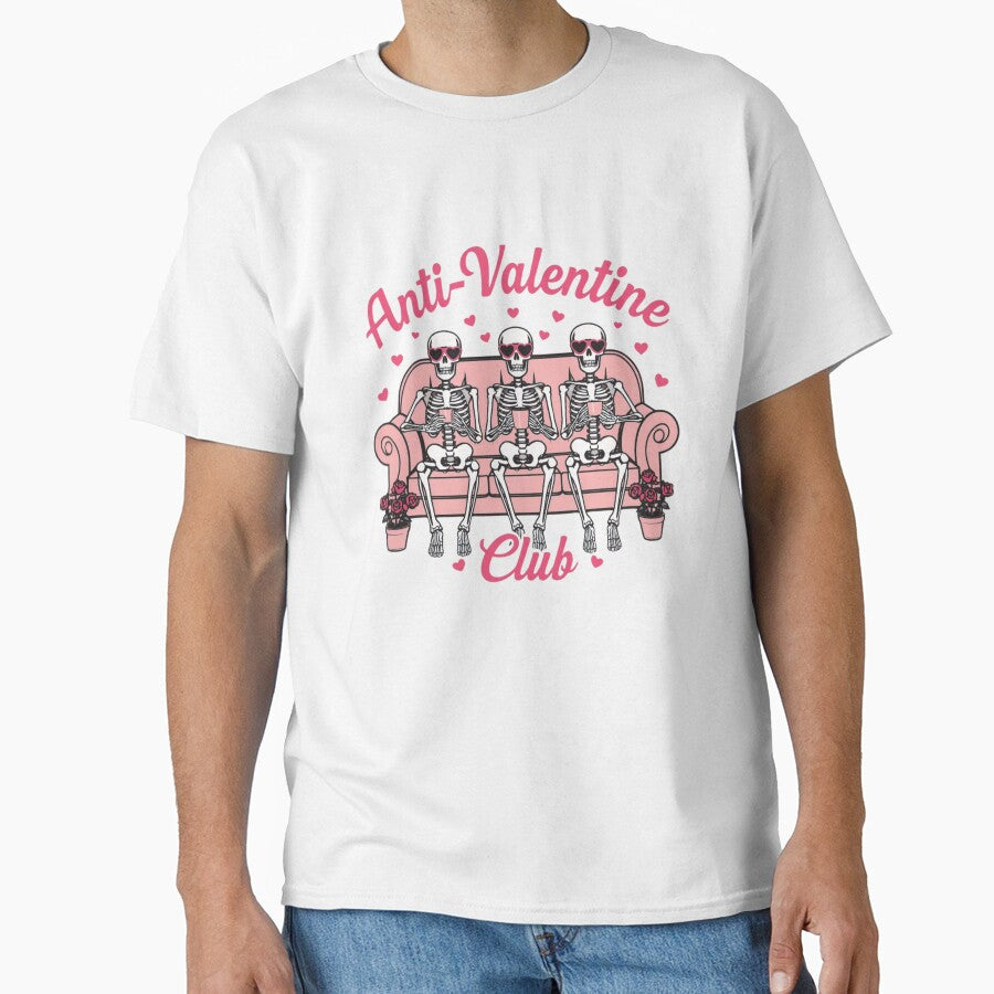 Anti Valentine Club Skeletons Pink Aesthetic Art by EchoPrint Co.