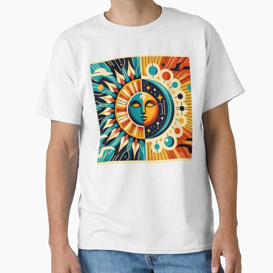 Celestial Sun Moon Face Geometry by InkSmithery