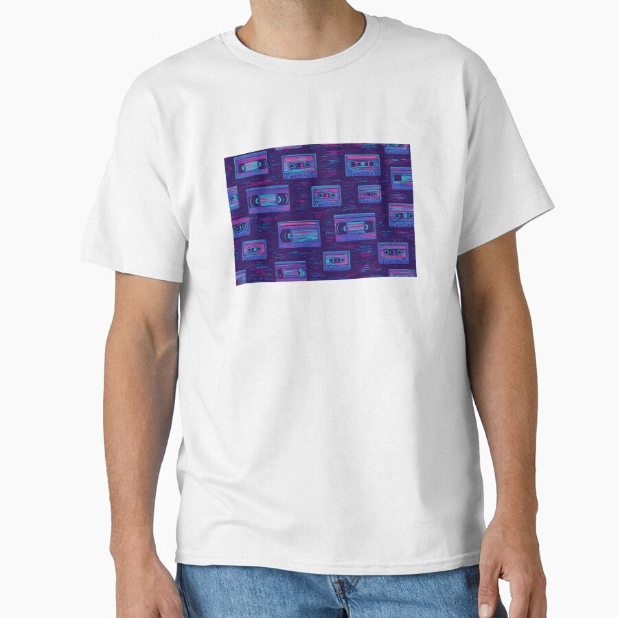 Vaporwave Cassette Tape Pattern – Purple Neon Glitch by SassyArtistry
