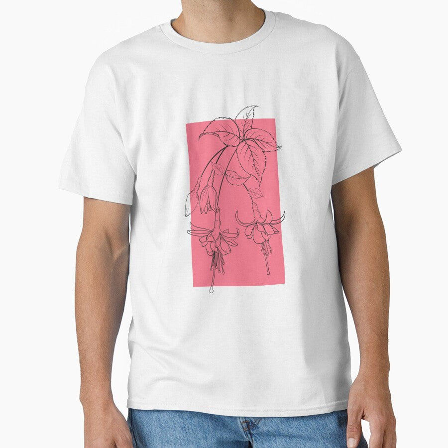Fuchsia Flowers Botanical Drawing Line Art Pastel by dk-design85