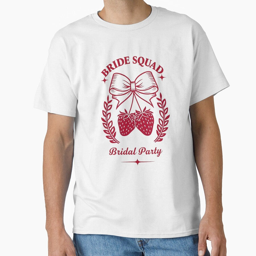 Bride Squad Strawberry Design – Cute Bow & Fruit Bridal Party Art – Bachelorette, Bridesmaid & Wedding Gift Idea by WHDProduction45