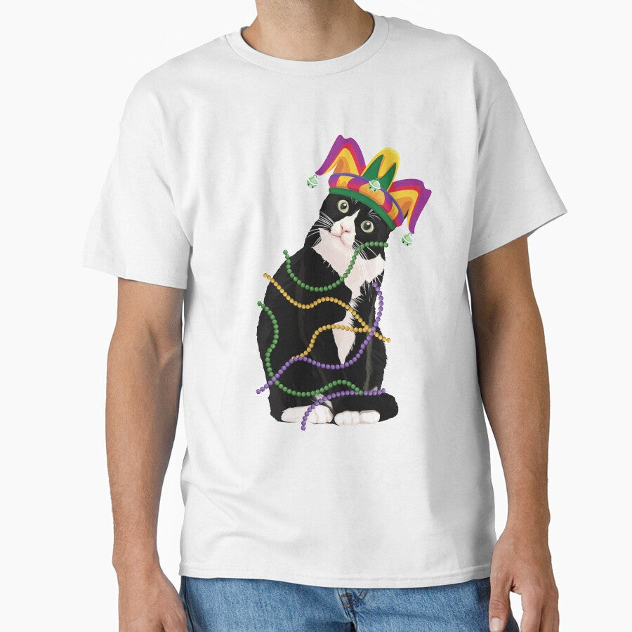 Black Cat Meow Mardi Gras Mask Fleur de Lis Cat Lover by GenesisHand