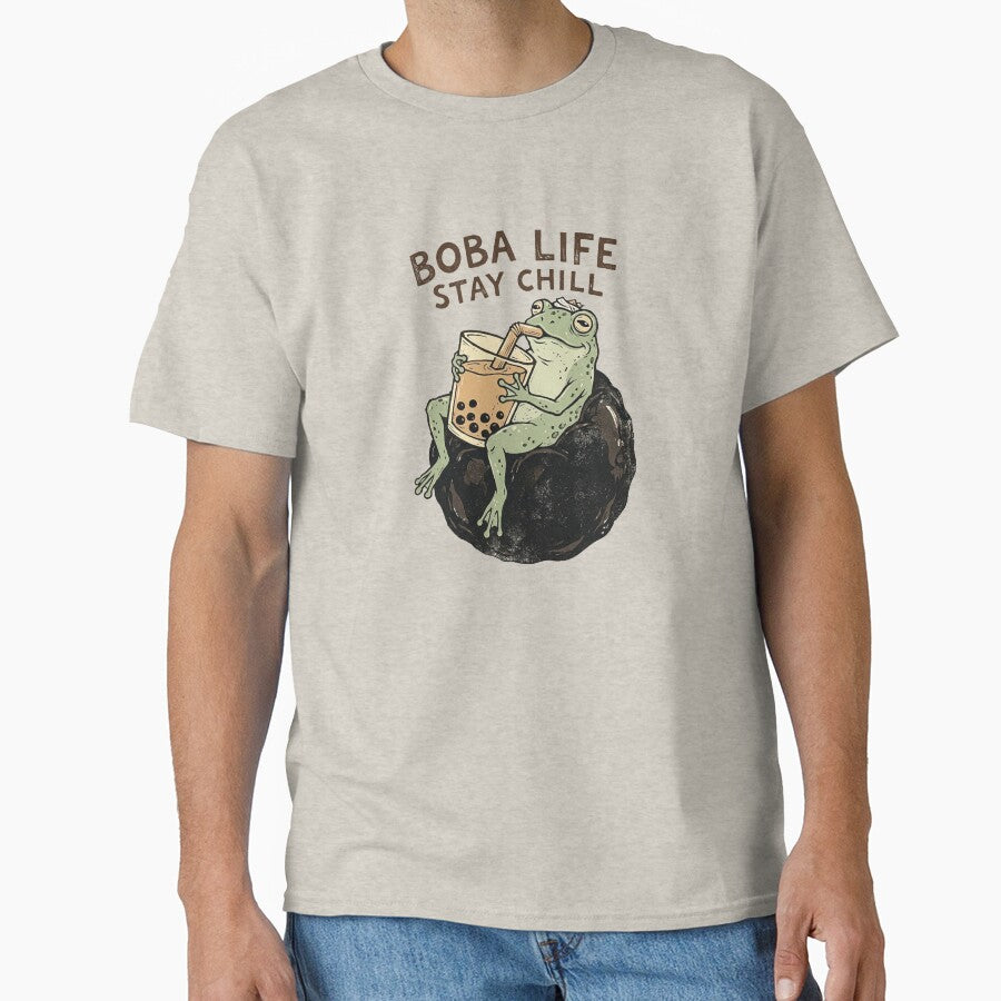 Funny Vintage Boba Frog Milk Tea Woodblock by DuckOddity
