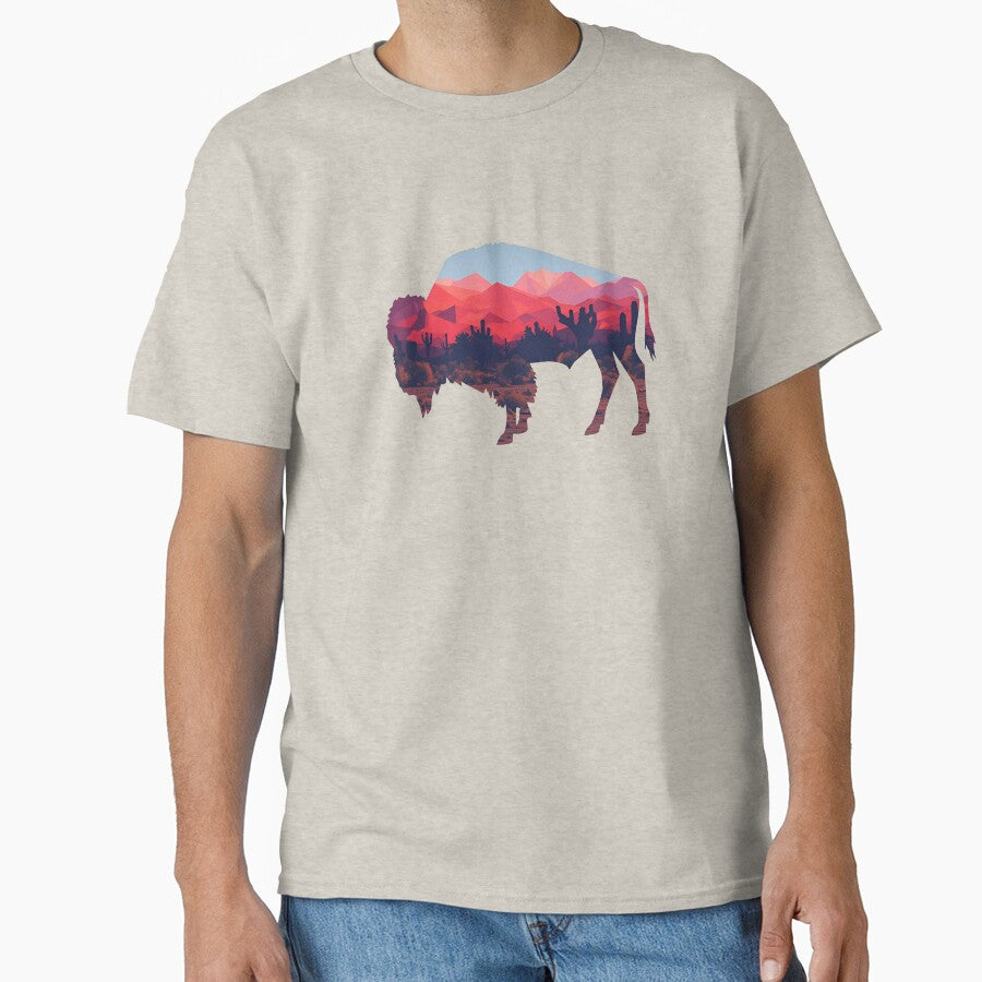 Bison Desert Silhouette – Retro Southwest Landscape Art by SimplyJasper
