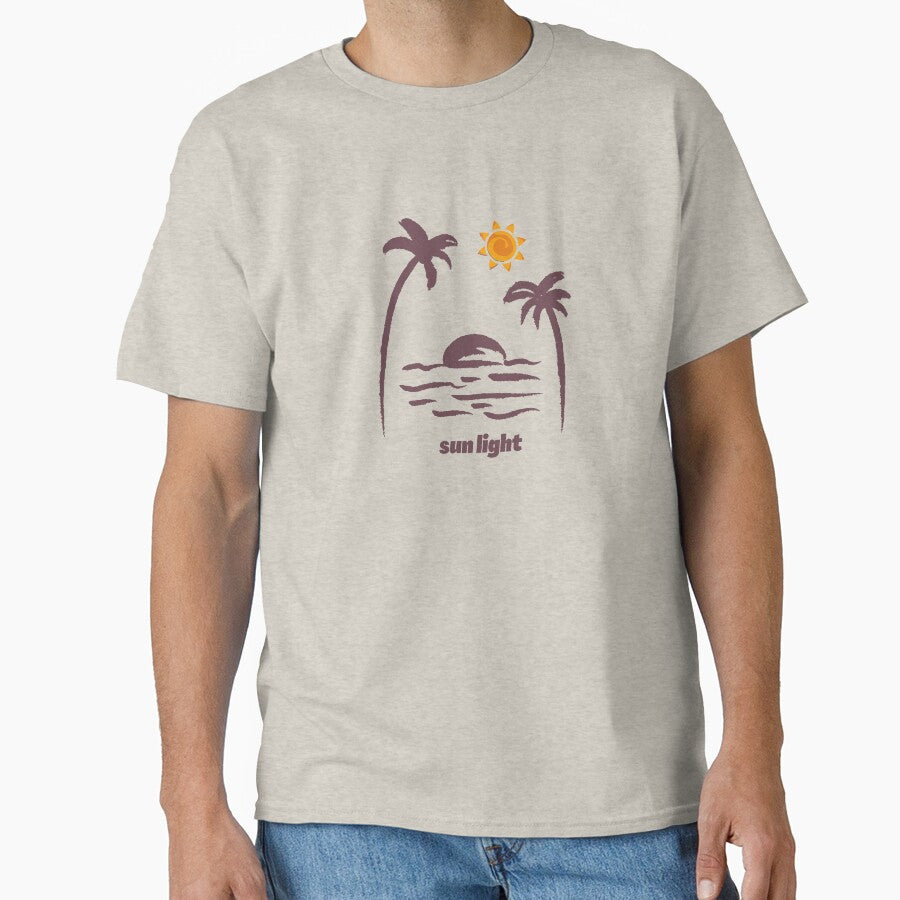 Sun Light Tropical Beach Art - Minimalist Palm Trees Sunset Brush Stroke Design by Elhelaly