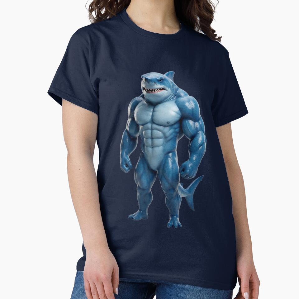 Buff Shark Bodybuilder Funny Gym Meme by PixMoody