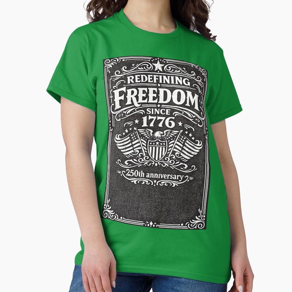 Whiskey label styled design - Redefining Freedom Since 1776,USA 250th Anniversary Patriotic Vintage American by digitalbitcraft